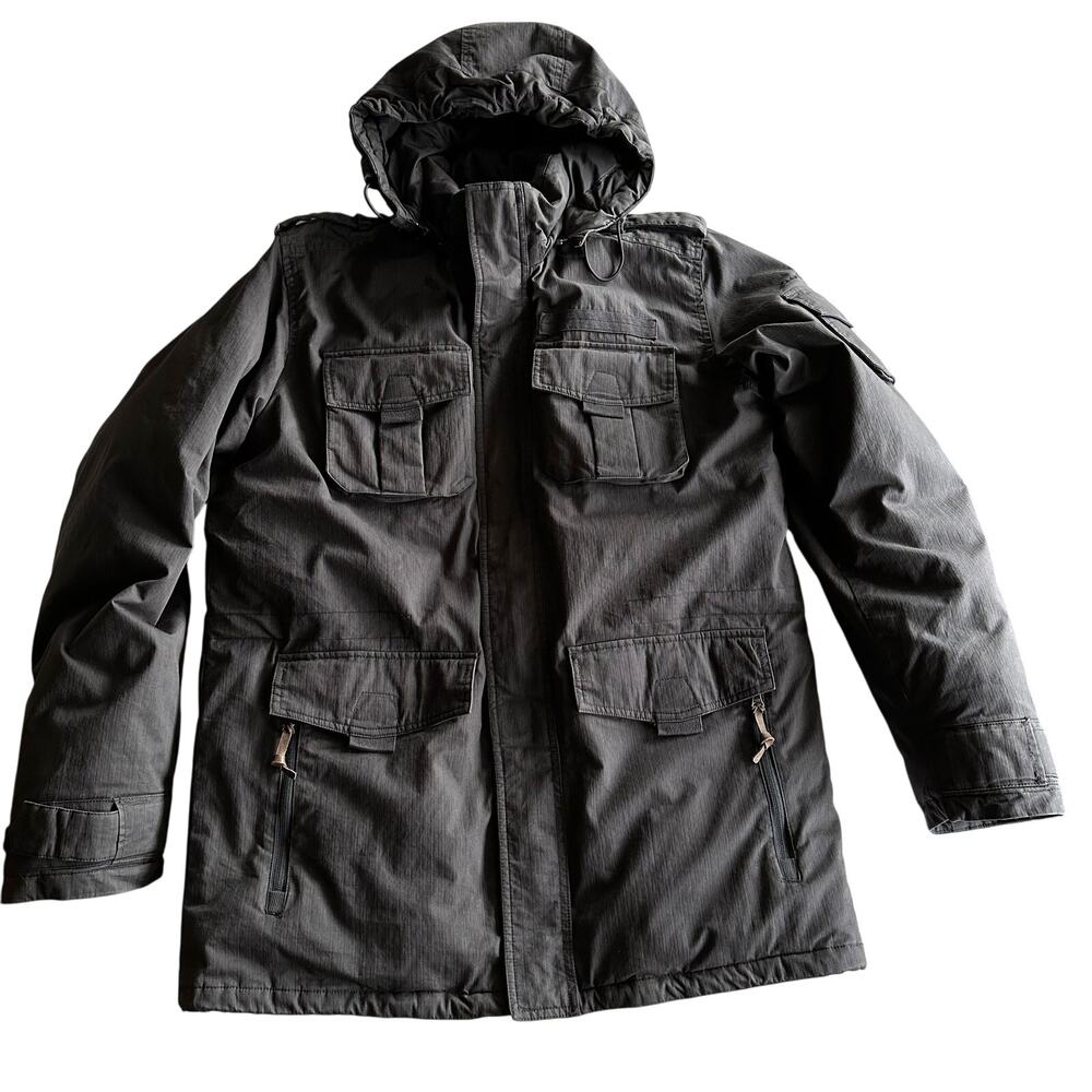 Eddie‎ Bauer 550 Fill Premium Goose Down Hooded Lined Dark Gray Parka Coat XL